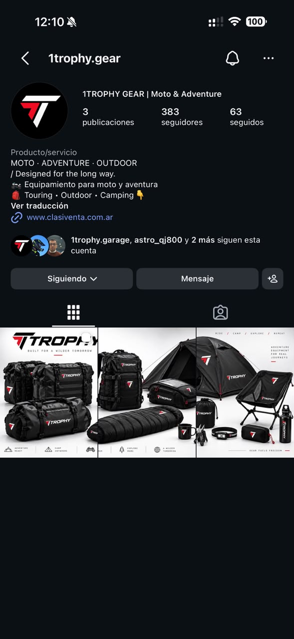 Captura del perfil principal de Instagram de 1TROPHY